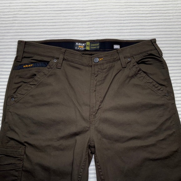 Ariat Rebar M5 Washed Twill Dungaree Work Pants Men 38x36 Straight Leg Brown - Picture 5 of 10